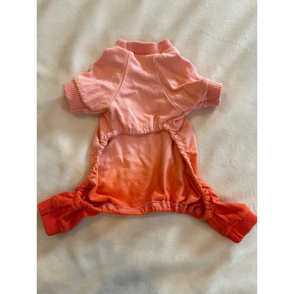 Pink Orange Ombre Pet Pajamas Small Dog Cat Jumpsuit XS Jersey Knit One Piece‎ - Picture 2 of 6